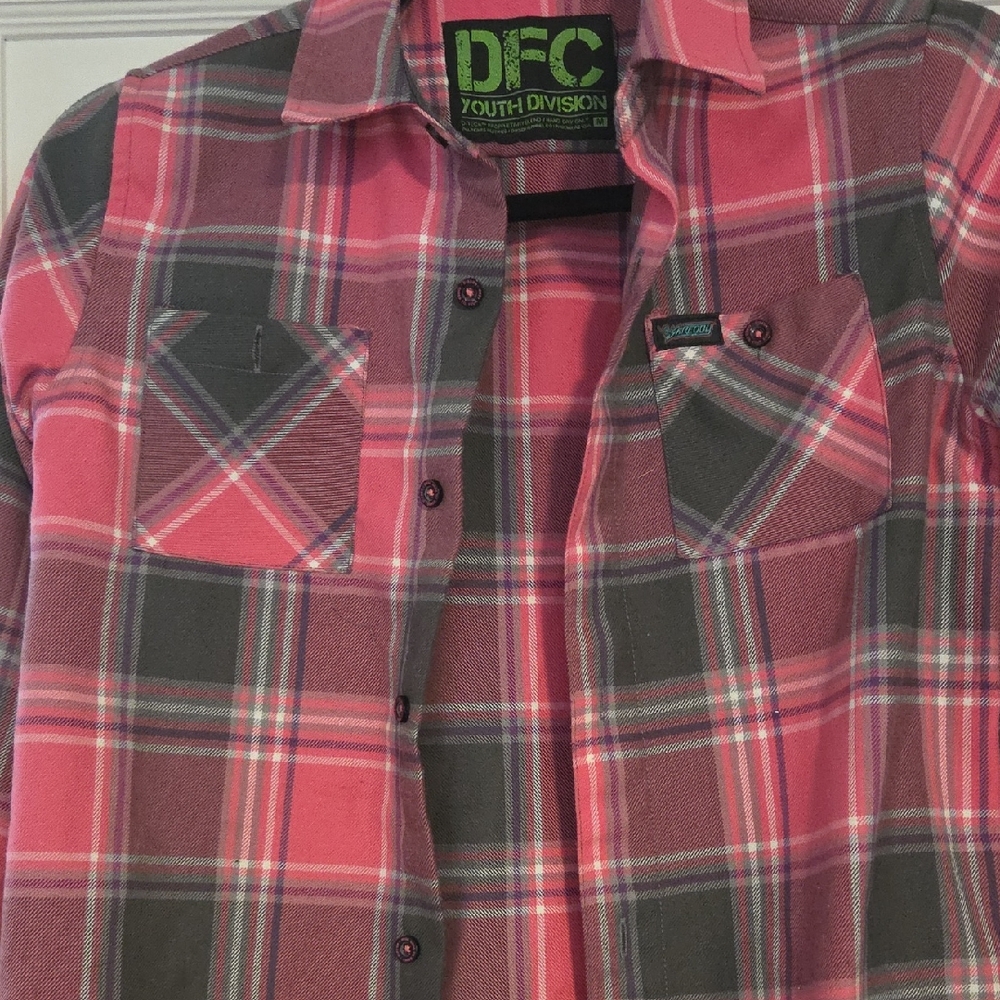 DIXXON Youth Plaid Shirt - Pink and Black